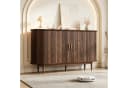 Merax Sideboard Walnussholzoptik 2 Schiebetüren 1 Schublade Retro Bild 2