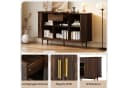 Merax Sideboard Walnussholzoptik 2 Schiebetüren 1 Schublade Retro Bild 5