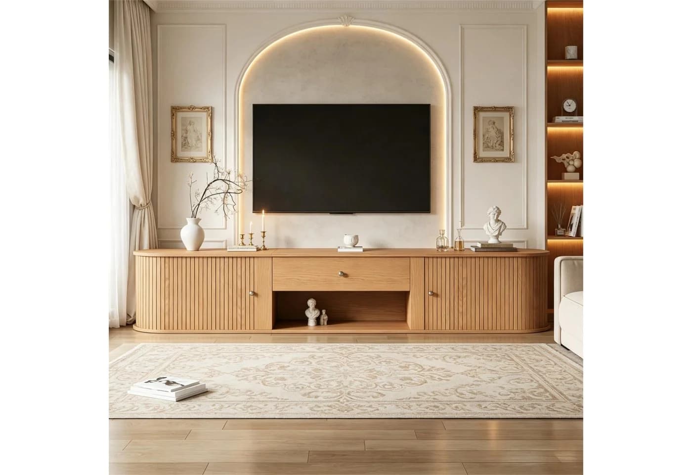 Merax TV-Lowboard 180cm Walnussholzoptik mit Rollo-Türen - Bild 2