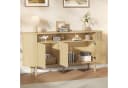 Merax Sideboard Nussbaum 3 Wellentüren Massivholzbeine Bild 1