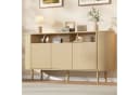 Merax Sideboard Nussbaum 3 Wellentüren Massivholzbeine Bild 3