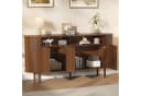 Merax Sideboard Nussbaum 3 Wellentüren Massivholzbeine Bild 1