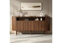 Merax Sideboard Nussbaum 3 Wellentüren Massivholzbeine Bild 2