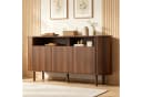 Merax Sideboard Nussbaum 3 Wellentüren Massivholzbeine Bild 3