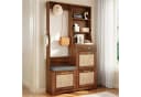 Merax Flurgarderobe mit Rattan-Front, Schuhschrank und Sitzbank Bild 3