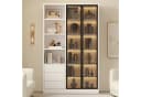 Merax Vitrine Hochschrank mit LED-Beleuchtung und Glastüren Weiß Bild 2