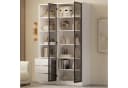 Merax Vitrine Hochschrank mit LED-Beleuchtung und Glastüren Weiß Bild 3