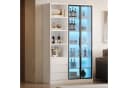 Merax Vitrine Hochschrank mit LED-Beleuchtung und Glastüren Weiß Bild 4