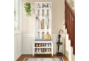 Merax Garderobenbank Weiß mit Schuhschrank, LED & 8 Haken Bild 1