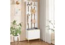 Merax Garderobenbank Weiß mit Schuhschrank, LED & 8 Haken Bild 2