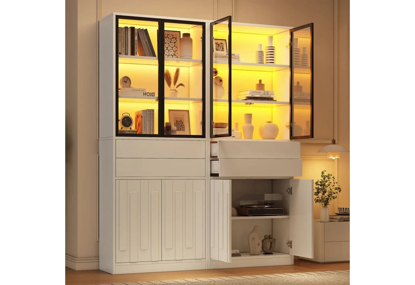 Merax Vitrine mit LED-Beleuchtung und 4 Glastüren - Bild 2