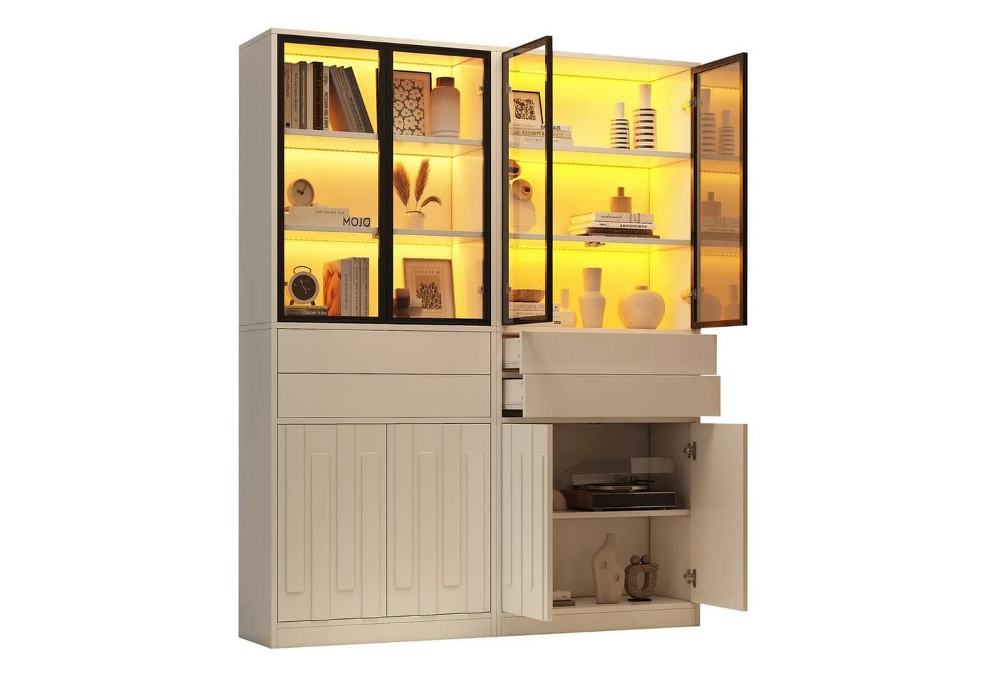 Merax Vitrine mit LED-Beleuchtung und 4 Glastüren - Bild 4