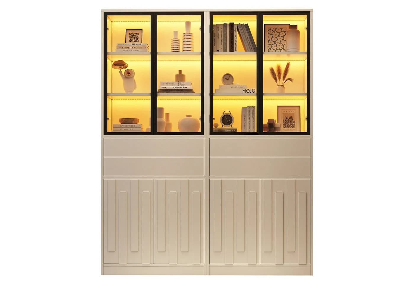 Merax Vitrine mit LED-Beleuchtung und 4 Glastüren - Bild 5