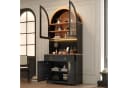 Merax Hochschrank mit LED, USB & Steckdose, Bogen-Sideboard Schwarz Bild 1