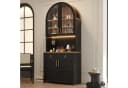 Merax Hochschrank mit LED, USB & Steckdose, Bogen-Sideboard Schwarz Bild 2