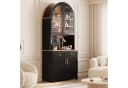 Merax Hochschrank mit LED, USB & Steckdose, Bogen-Sideboard Schwarz Bild 4