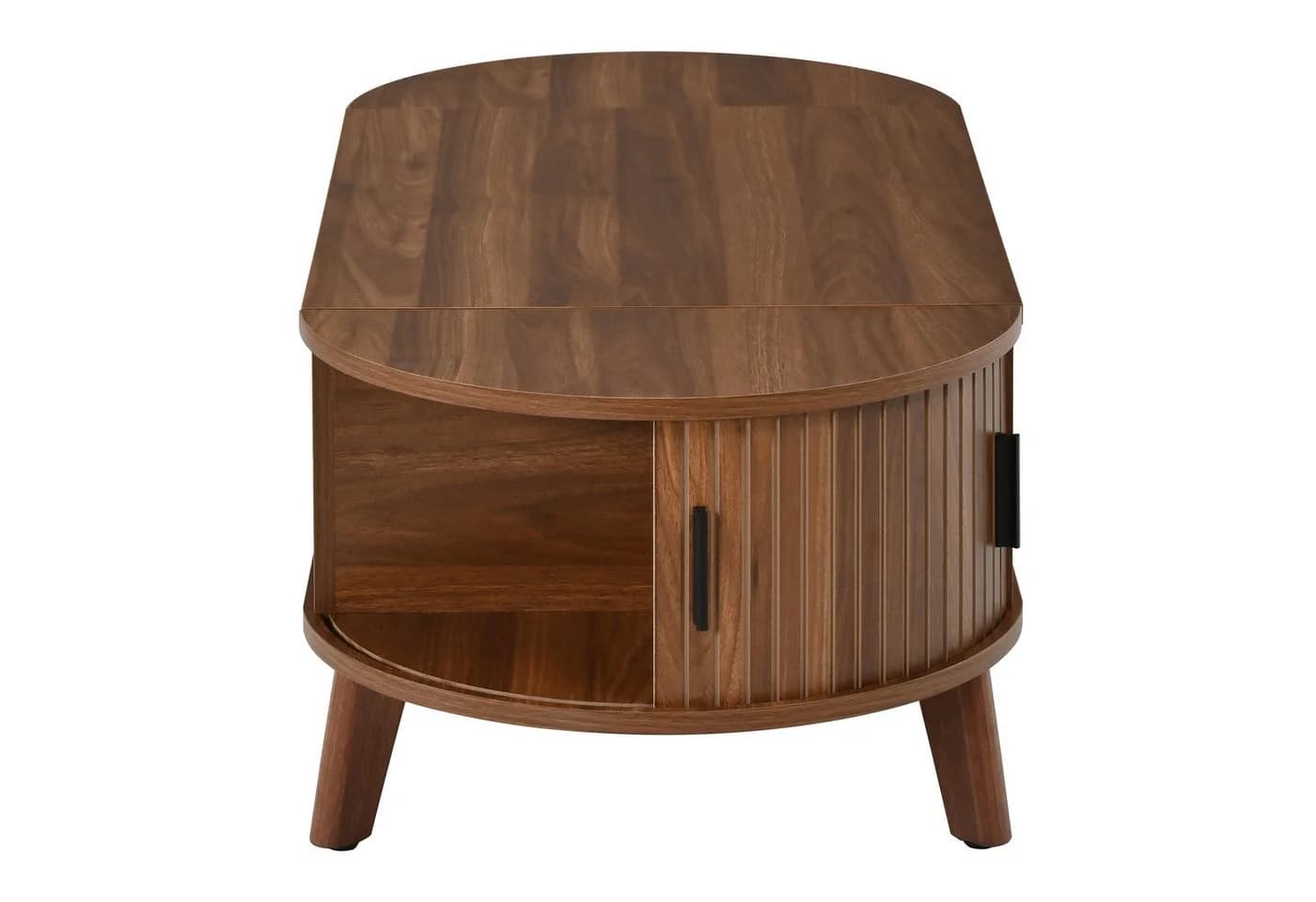 Merax Couchtisch Oval mit Hubfunktion & Stauraum Braun - Bild 5
