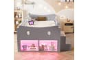 Merax Kinderbett 90x200cm mit LED, USB & Stauraum Grau/Weiß Bild 1