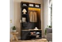 Merax Flurgarderobe mit LED, Sitzbank & Stauraum Weiß/Schwarz Bild 1