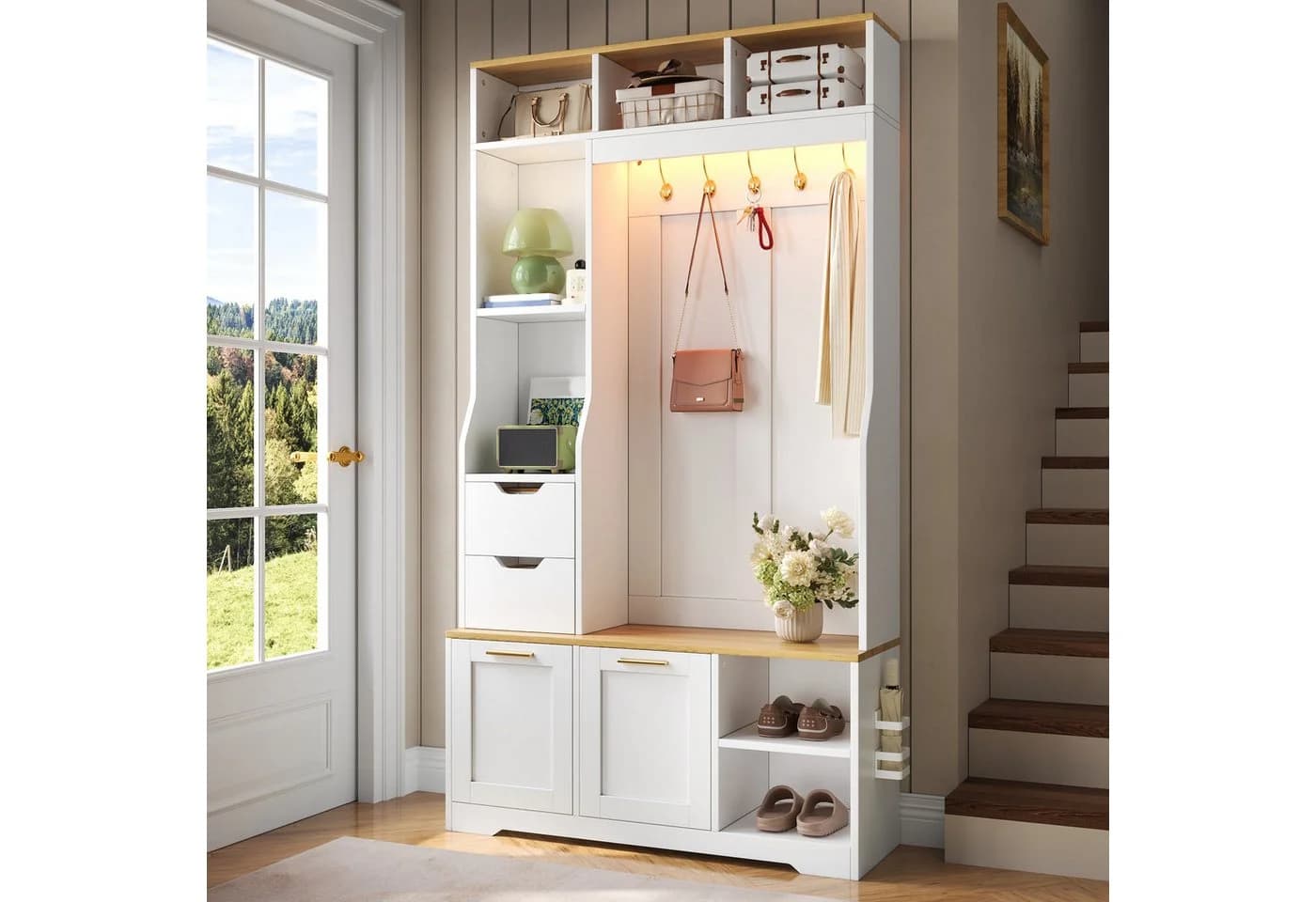 Merax Flurgarderobe mit LED-Beleuchtung und Sitzbank - Bild 2