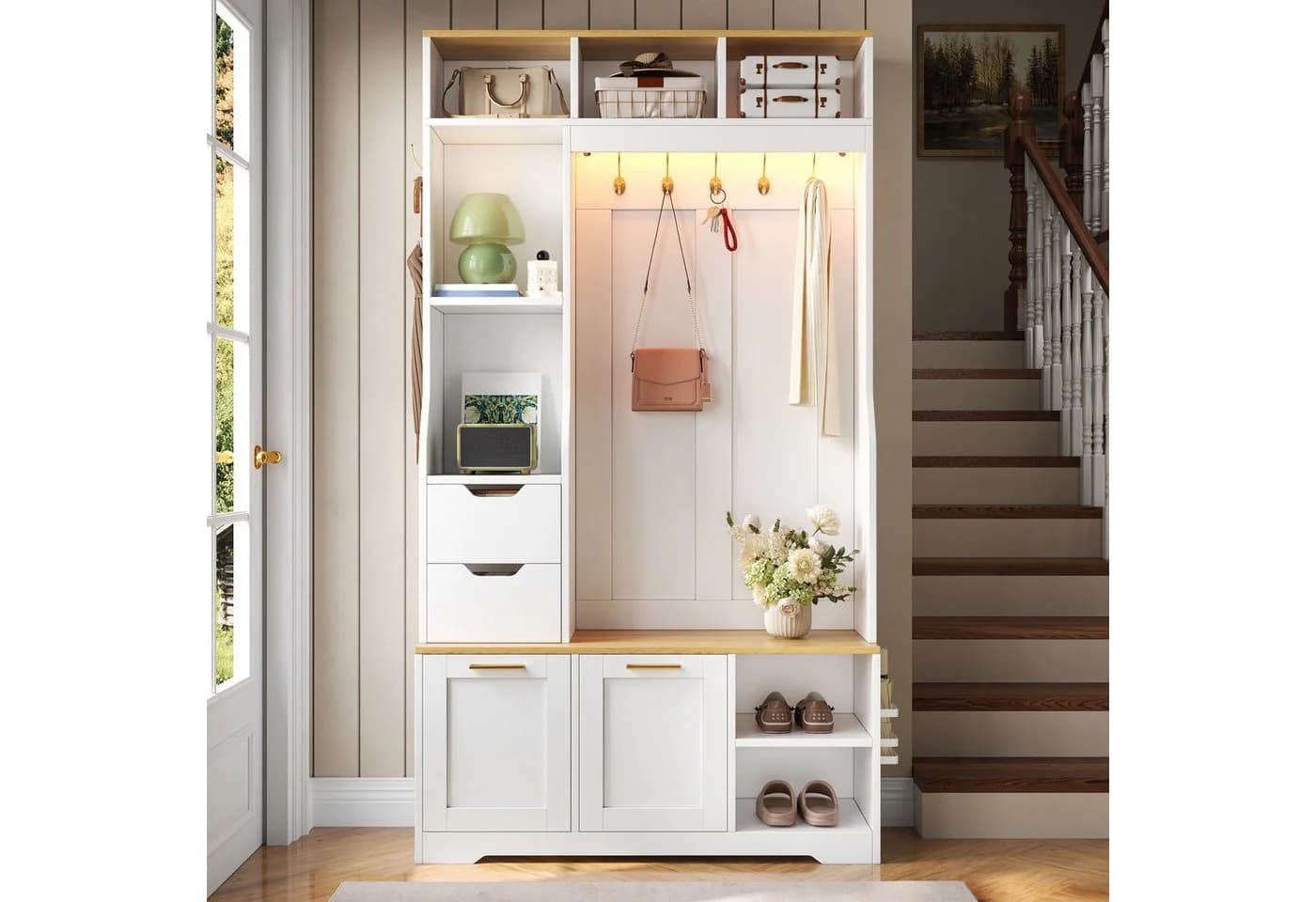 Merax Flurgarderobe mit LED-Beleuchtung und Sitzbank - Bild 4