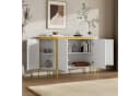 Merax Sideboard Weiß Ovale Form Riffeloptik Bild 1