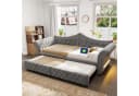 Merax Daybett 90x200cm/180x200cm Samt Grau Beige LED USB Bild 3