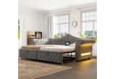 Merax Daybett 90x200cm/180x200cm Samt Grau Beige LED USB Bild 4