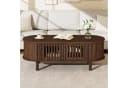 Merax Couchtisch Oval Nussbaumholzoptik mit Stauraum Bild 1
