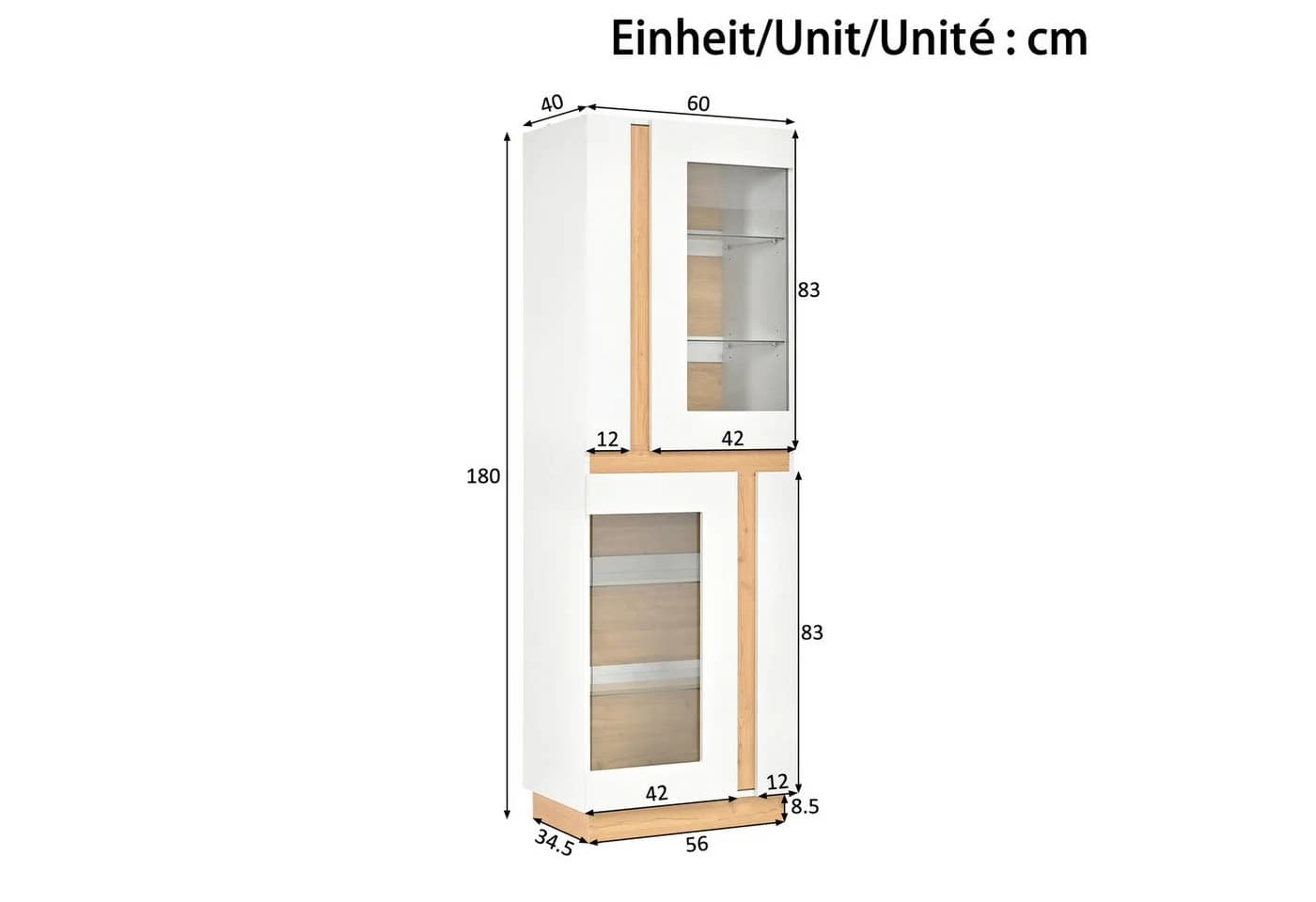 Merax Vitrinenschrank mit LED-Beleuchtung & APP-Steuerung, Weiß - Bild 5