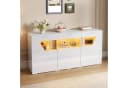 Merax Sideboard 160 cm Weiß/Schwarz mit Glasfront & LED Bild 3