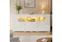Merax Sideboard 160 cm Weiß/Schwarz mit Glasfront & LED Bild 4
