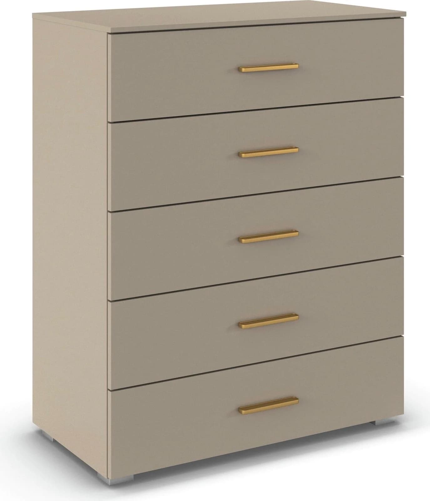 OTTO HOME Schubkastenkommode Zellara 5 Schubladen Soft-Close Beige Gold
