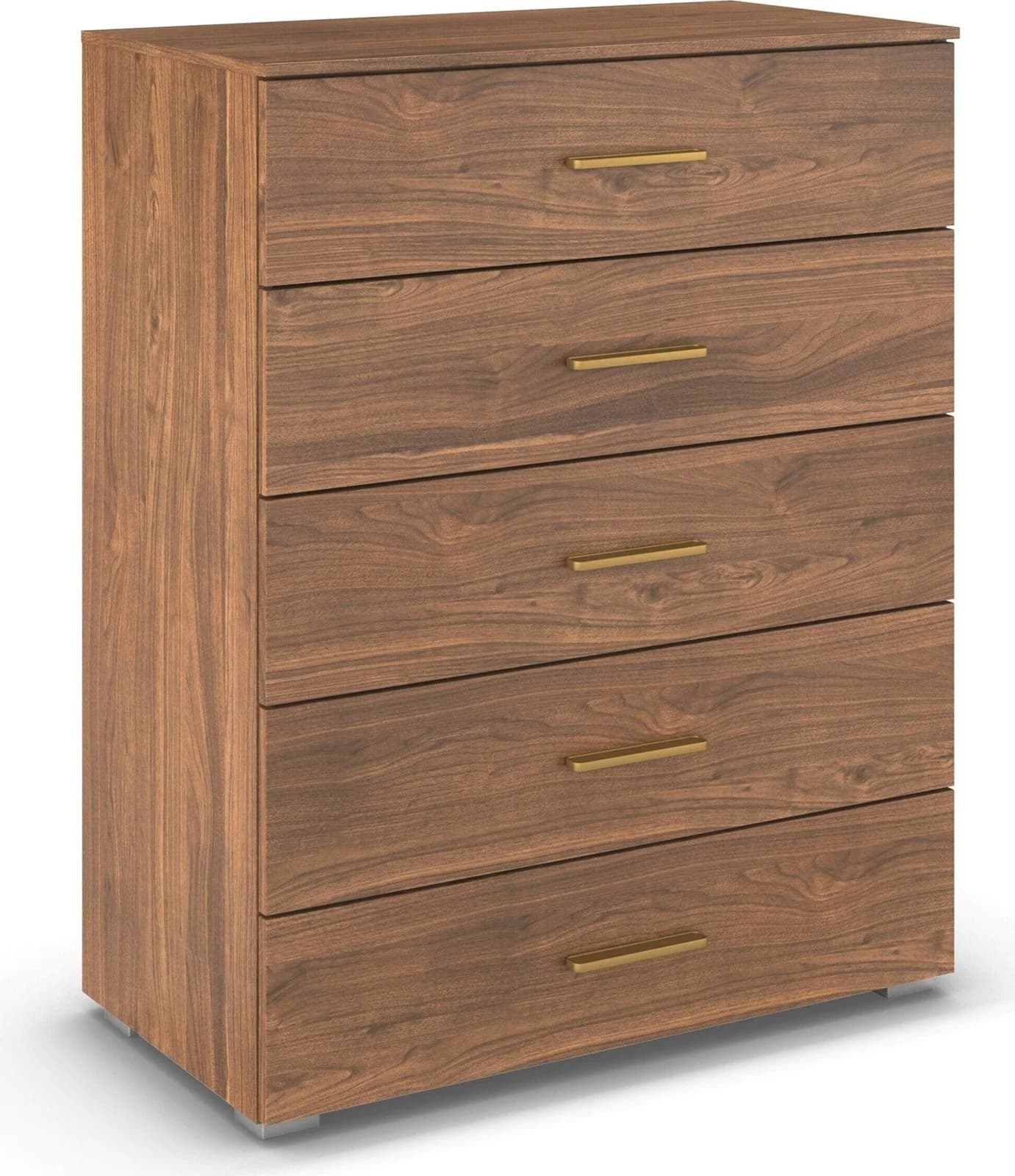 OTTO HOME Zellara Schubkastenkommode 5 Schubladen Nussbaum Gold