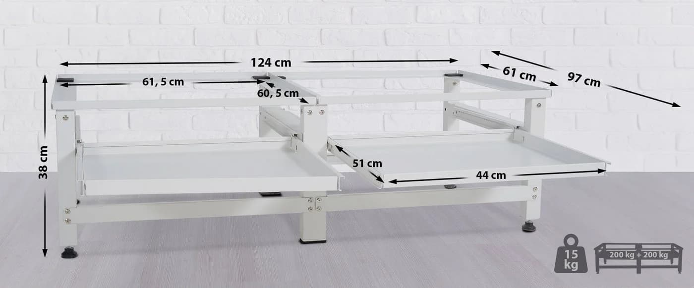 furnicato Untergestell Tampa Weiß für zwei Geräte