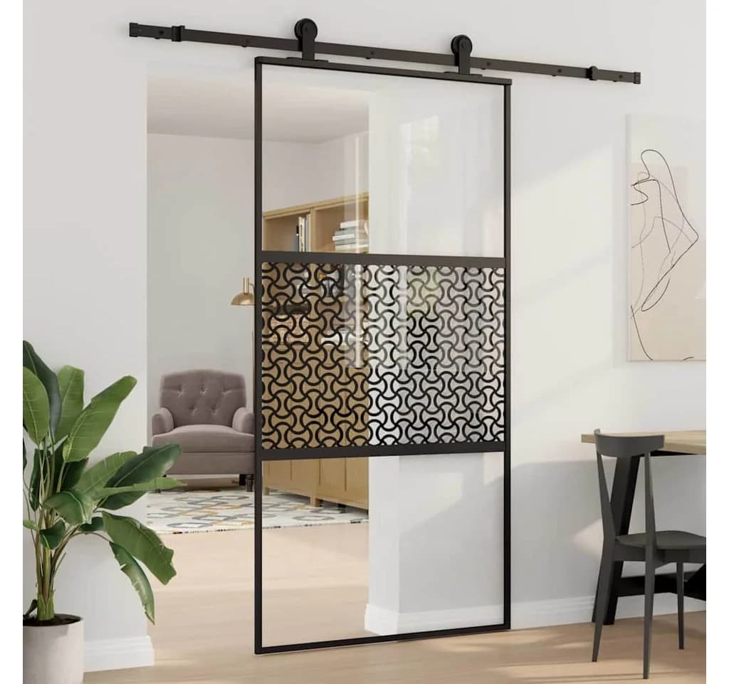 furnicato Schiebetür Glastür Schwarz Moderner Aluminiumrahmen - Bild 2