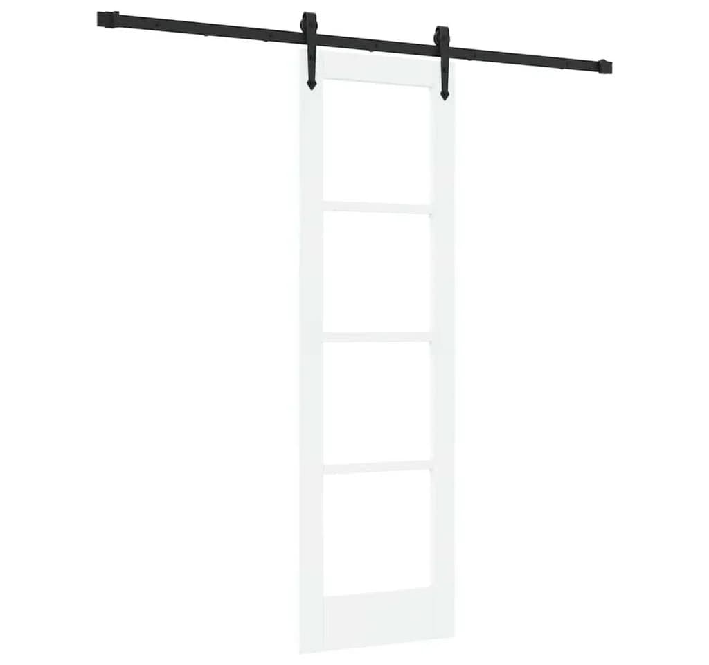 furnicato Schiebetür Massivholz Glas Weiß Schwarz