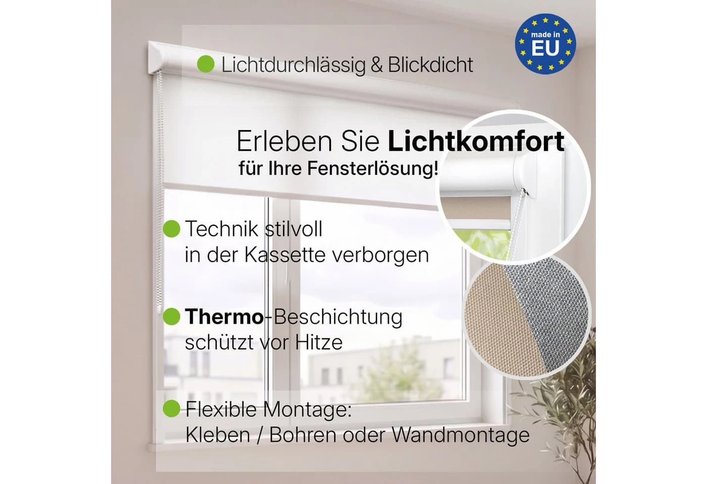 DomDeco Kassettenrollo mit Seitenschienen Rosa Blickdicht