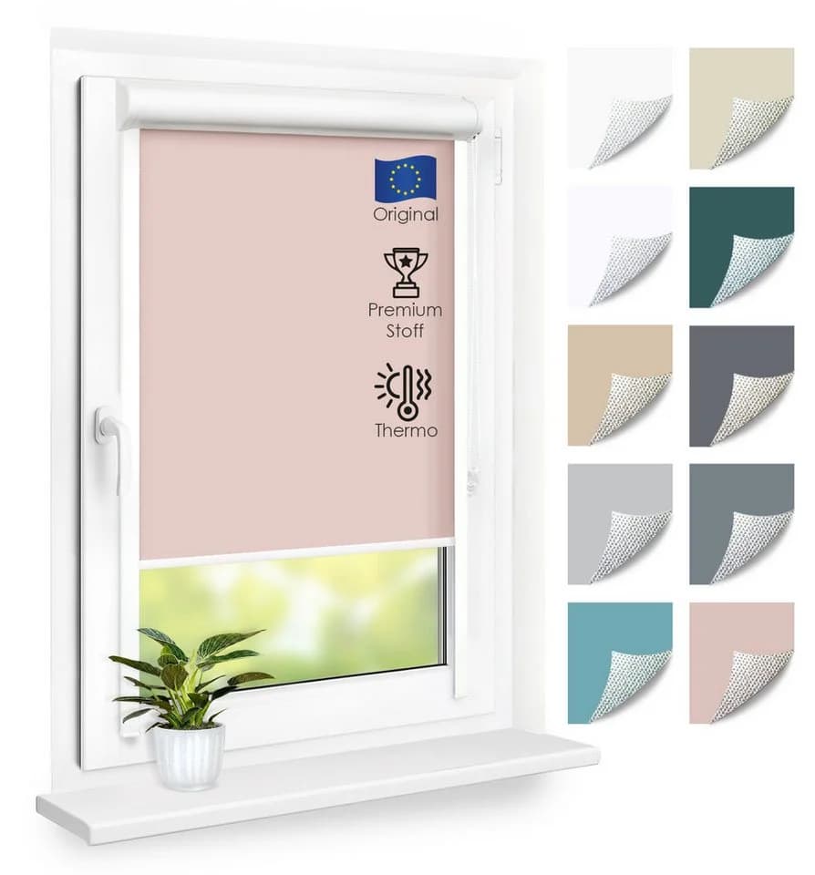 DomDeco Kassettenrollo mit Seitenschienen Rosa Blickdicht - Bild 2