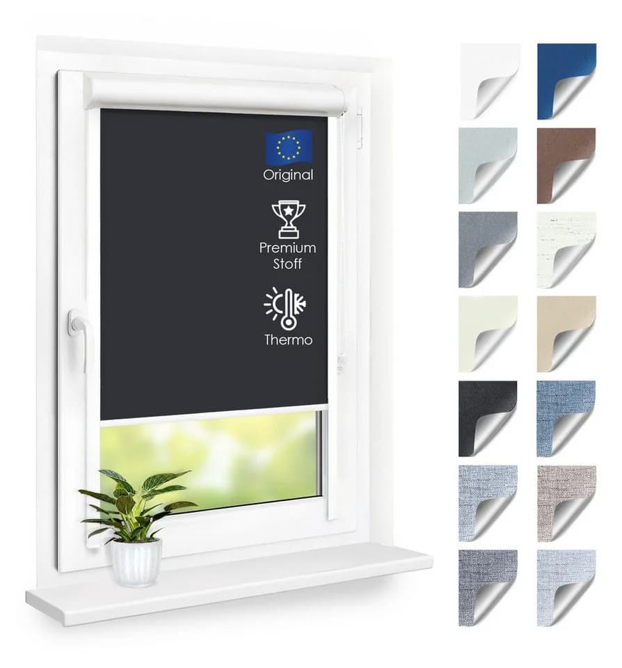 DomDeco Rollo Premium Blackout Thermo Kassettenrollo mit Seitenführung - Bild 2