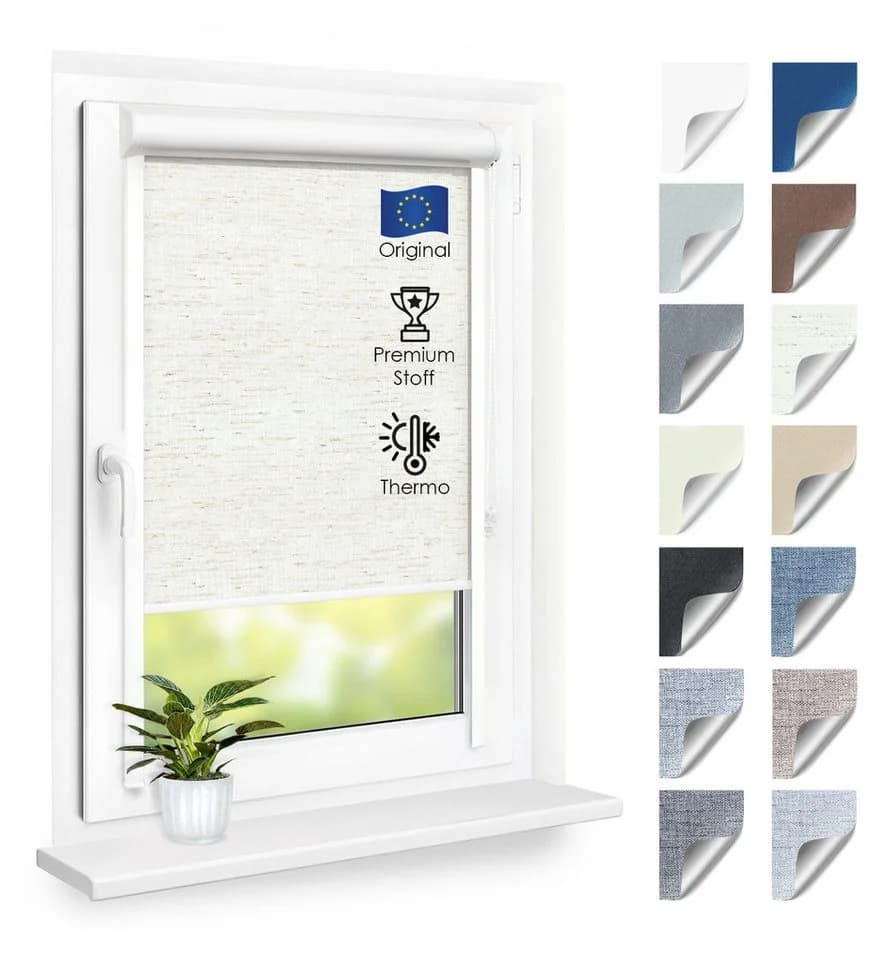 DomDeco Rollo Premium Blackout Thermo Kassettenrollo mit Seitenführung Weiß - Bild 2