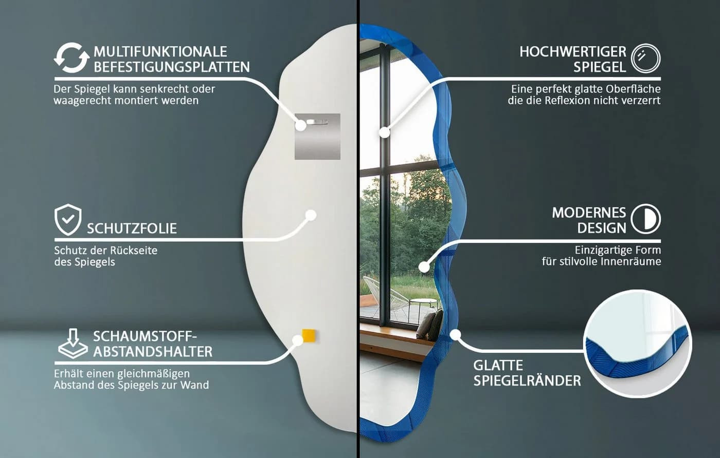 Tulup Dekospiegel mit bedrucktem Glasrahmen - Bild 3