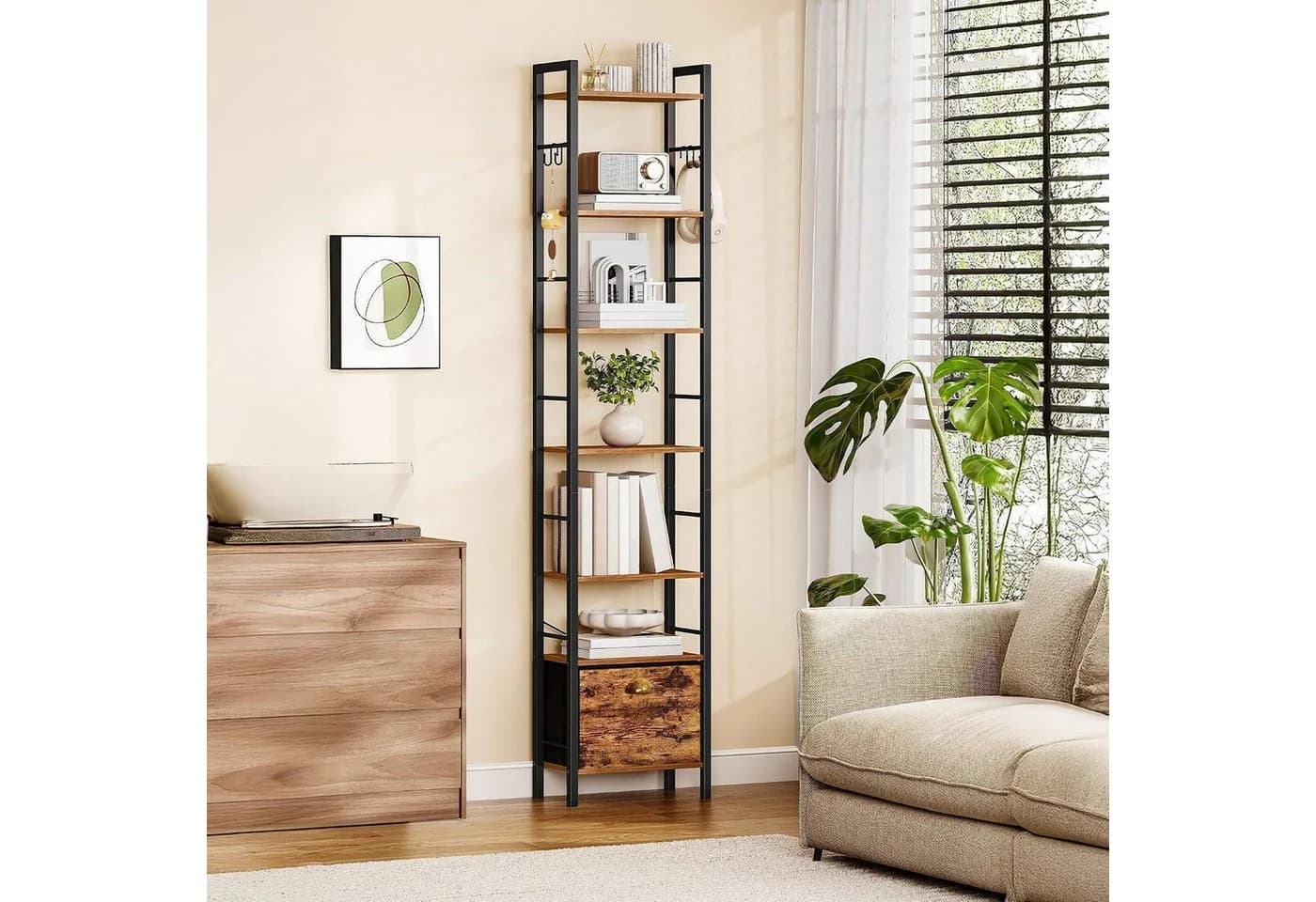 LuxusKollektion Bücherregal 7-Fach Vintagebraun