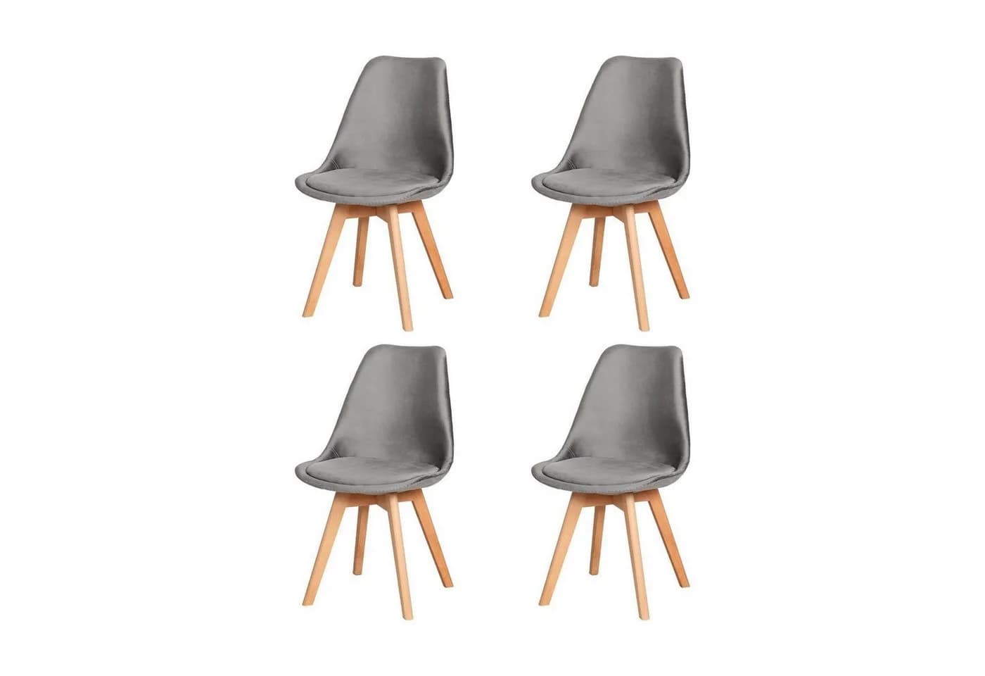 LuxusKollektion Esszimmerstuhl Samt 4er Set Dunkelgrau - Bild 2