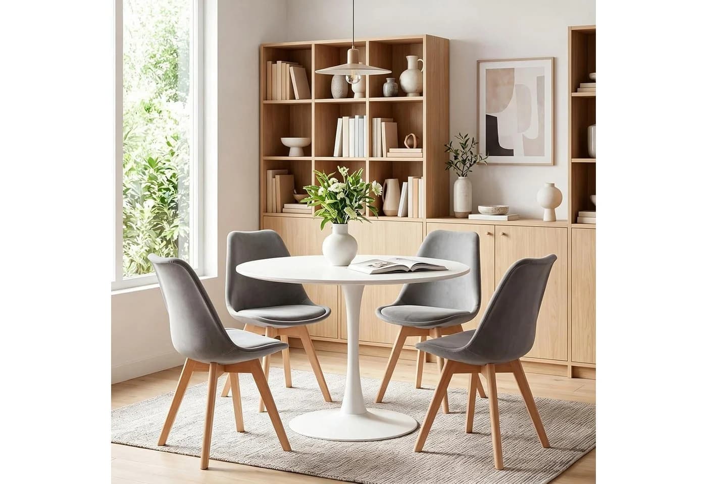 LuxusKollektion Esszimmerstuhl Samt 4er Set Dunkelgrau - Bild 4