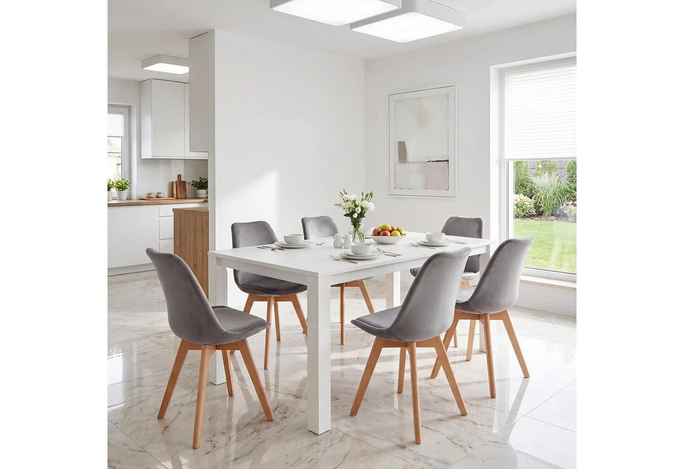 LuxusKollektion Esszimmerstuhl Samt 4er Set Dunkelgrau - Bild 5