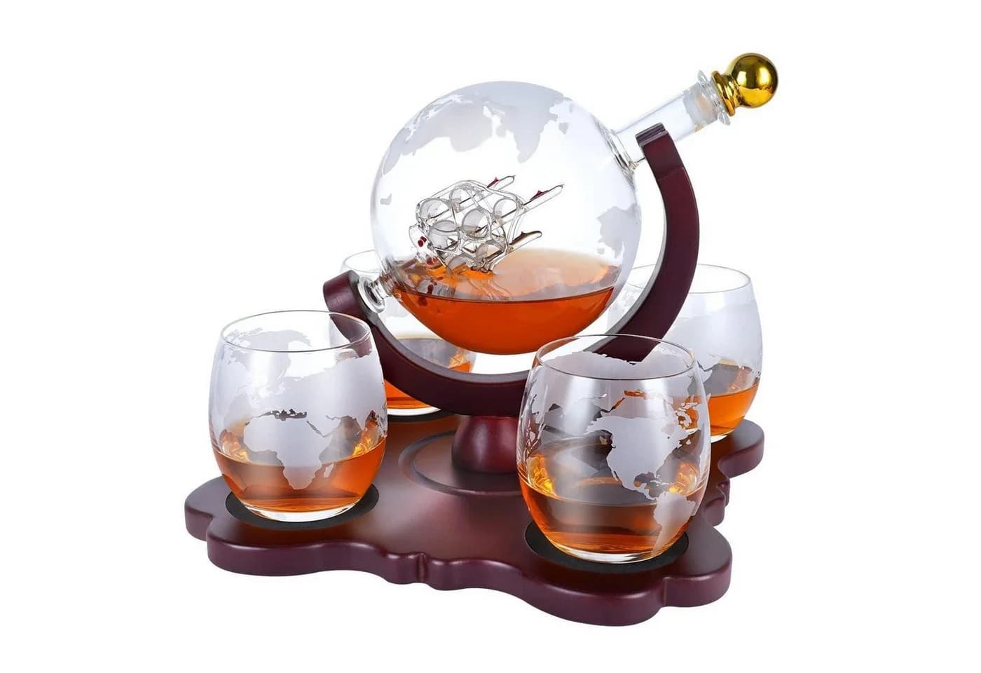Luxus Dekanter Set Whiskey Globus 850ml mit 4 Gläsern & Zubehör - Bild 2