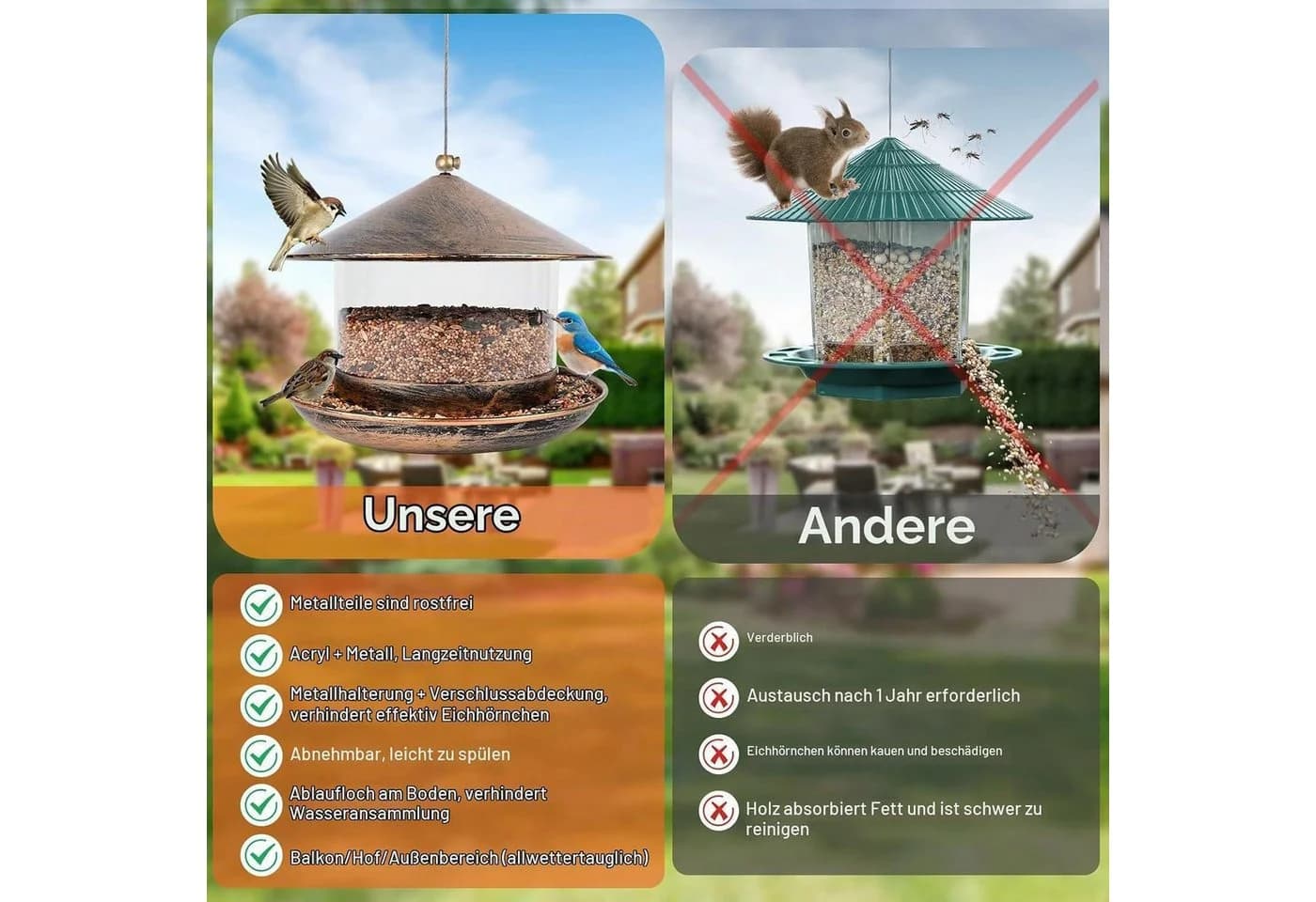 LuxusKollektion Vogelhaus Hängend Metall Wetterfest Bronze - Bild 4
