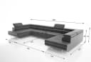 Goldstoff Wohnlandschaft "ASTON" U-Form Grau mit Schlaffunktion & Bettkasten Bild 1