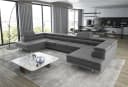 Goldstoff Wohnlandschaft "ASTON" U-Form Grau mit Schlaffunktion & Bettkasten Bild 2